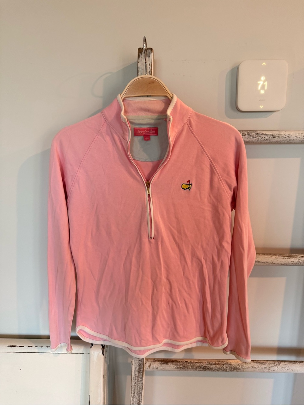 Magnolia Lane Masters Golf Soft Pink Cotton Women 1/4 Zip Pullover Small See Pic